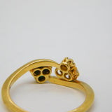 Victorian 18ct Gold, Turquoise & Seed Pearl Crossover Ring Antique c1860s