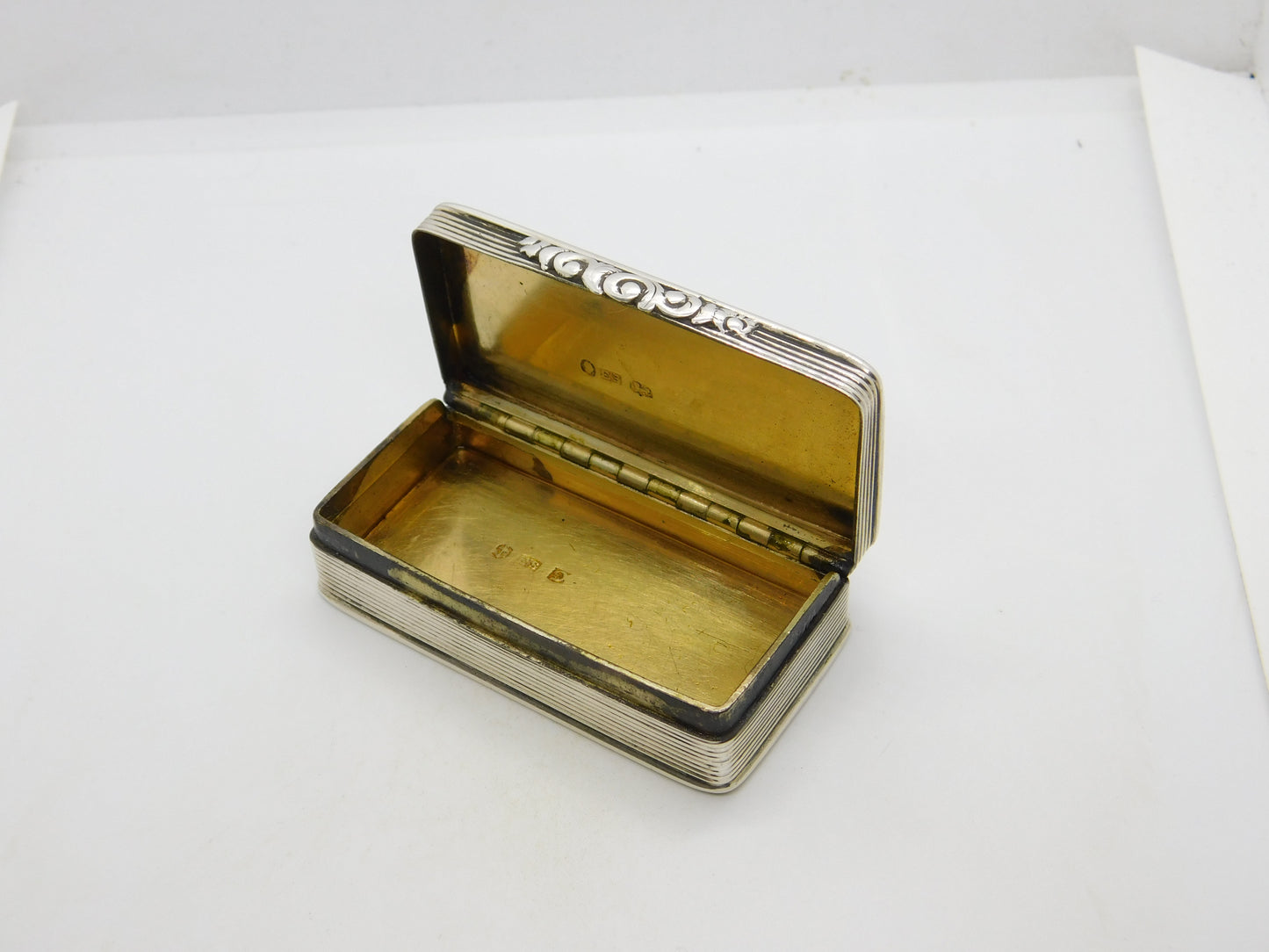 George IV Sterling Silver Lined Snuff Box Antique 1827 Birmingham