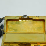 20th Century French .950 Silver Black-Yellow Enamel Ladies Compact Makeup Holder c1920