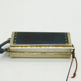 20th Century French .950 Silver Black-Yellow Enamel Ladies Compact Makeup Holder c1920