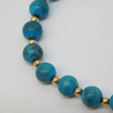 9ct Yellow Gold Beaded Natural Turquoise Bracelet Vintage c1970