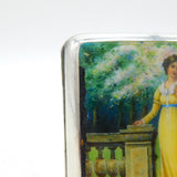 Edwardian Sterling Silver Enamel Lady with Doves Cigarette Case Antique 1904 London