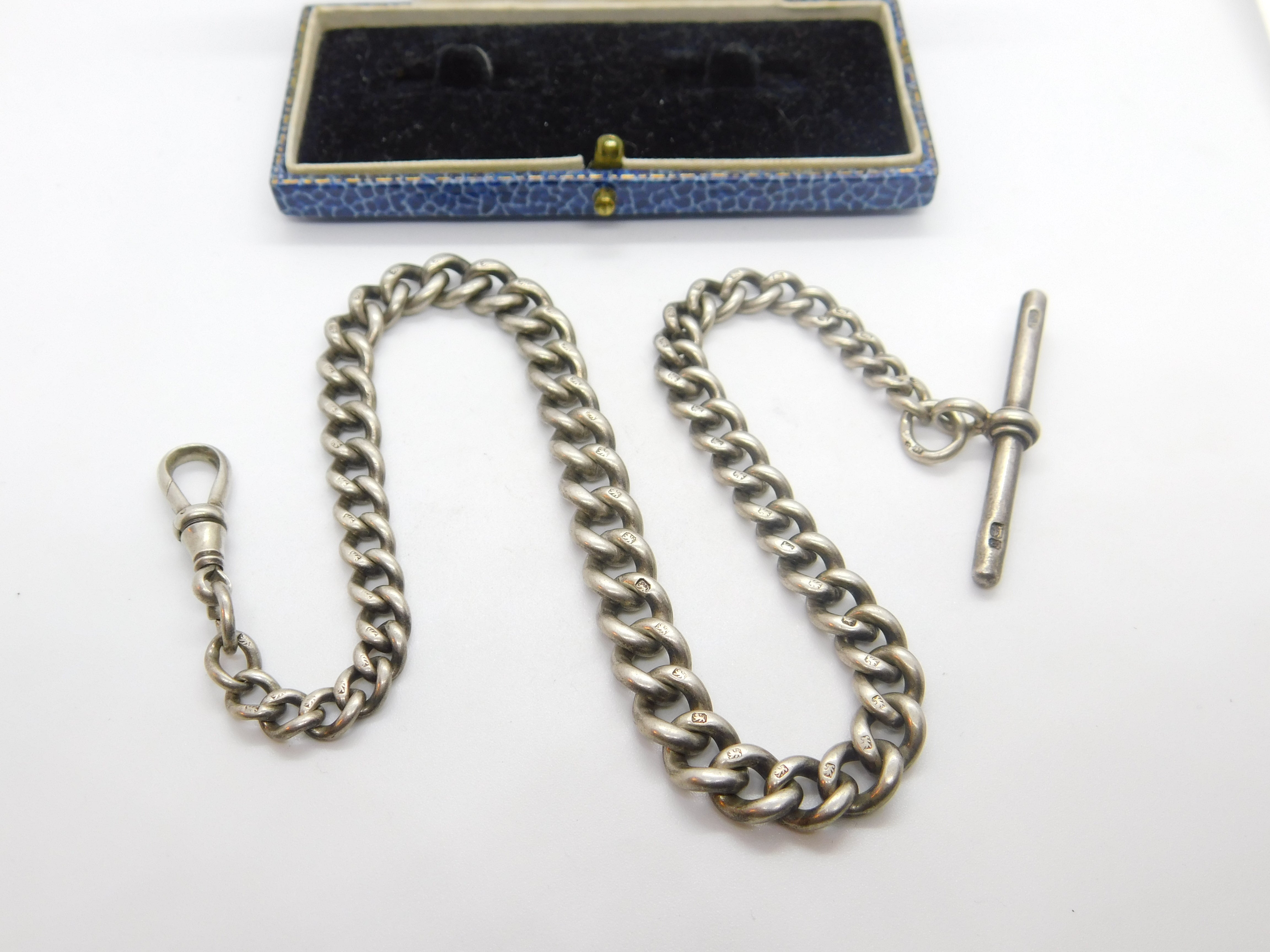 Victorian Sterling Silver Graduating Albert Watch Chain Antique 1897 L ...
