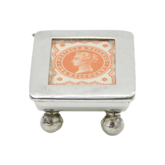 Sterling Silver Victorian Stamp Set Stamp Case or Box Vintage c1970