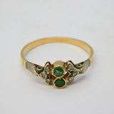 Victorian 18ct Yellow Gold, Emerald & Diamond Dress Ring Antique c1880