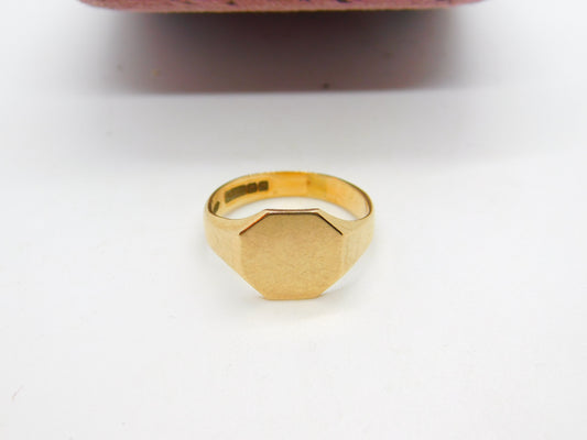 9ct Yellow Gold Blank Gents Signet Ring Antique 1941 Birmingham Size O UK