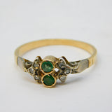Victorian 18ct Yellow Gold, Emerald & Diamond Dress Ring Antique c1880