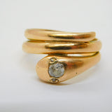 Victorian 15ct Yellow Gold & 0.3ct Old-Cut Diamond Snake Ring Antique c1860s