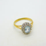 18ct Yellow Gold, 1ct Aquamarine & Diamond Engagement Ring Vintage c2000