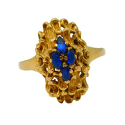 18ct Yellow Gold Four-Stone Sapphire Dress Ring Vintage c1970