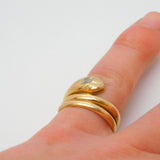 Victorian 15ct Yellow Gold & 0.3ct Old-Cut Diamond Snake Ring Antique c1860s