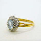 18ct Yellow Gold, 1ct Aquamarine & Diamond Engagement Ring Vintage c2000