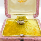 Victorian 18ct Yellow Gold & 0.2ct Diamond Crossover Ring Antique c1890