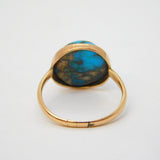 Arts & Crafts 9ct Rose Gold & Large Cabochon-Cut Turquoise Dress Ring Antique