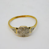 Victorian 18ct Yellow Gold Old-Cut Diamond Daisy Cluster Ring Antique c1880