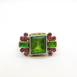 18th Century 18ct Gold, Green Paste, Ruby Mourning Ring Antique c1790 Georgian