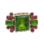 18th Century 18ct Gold, Green Paste, Ruby Mourning Ring Antique c1790 Georgian