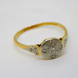 Victorian 18ct Yellow Gold Old-Cut Diamond Daisy Cluster Ring Antique c1880