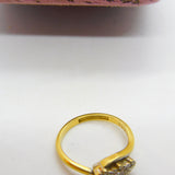 Victorian 18ct Yellow Gold & 0.2ct Diamond Crossover Ring Antique c1890