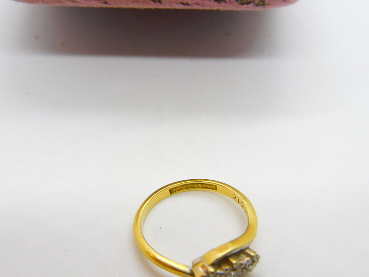 Victorian 18ct Yellow Gold & 0.2ct Diamond Crossover Ring Antique c1890