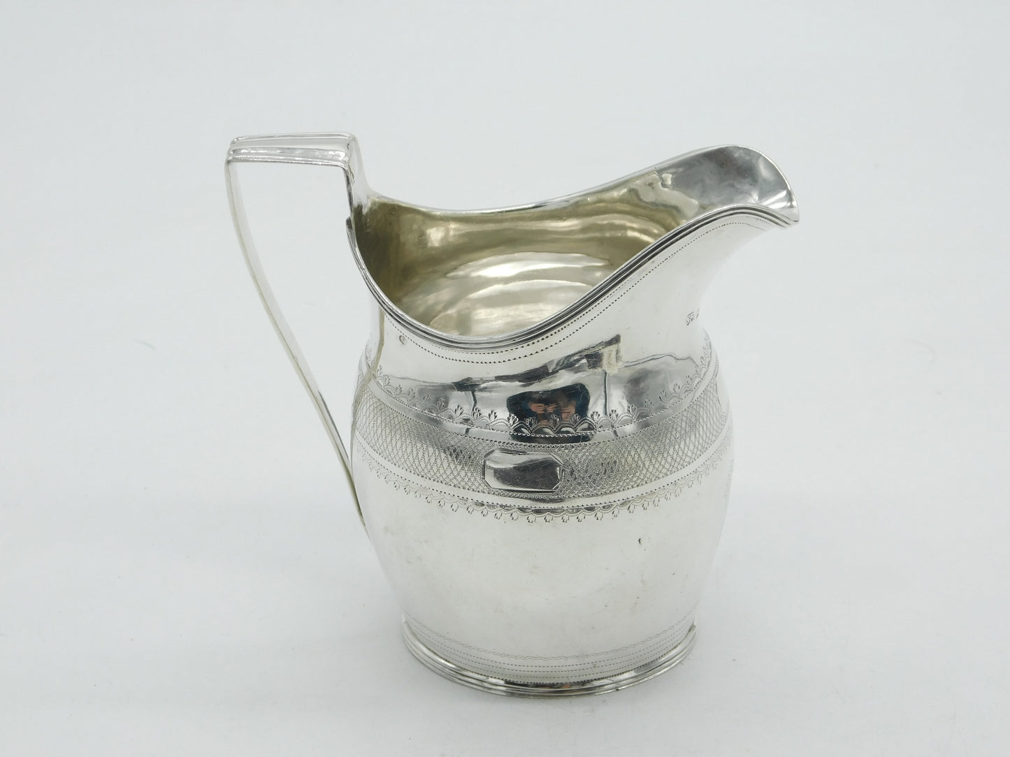 George III Sterling Silver Bright Cut Cream Jug Antique 1799 London S. Hougham