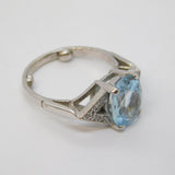 Art Deco 18ct White Gold, 1ct Aquamarine & Diamond Engagement Ring Antique