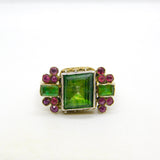 18th Century 18ct Gold, Green Paste, Ruby Mourning Ring Antique c1790 Georgian