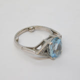 Art Deco 18ct White Gold, 1ct Aquamarine & Diamond Engagement Ring Antique