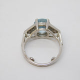 Art Deco 18ct White Gold, 1ct Aquamarine & Diamond Engagement Ring Antique