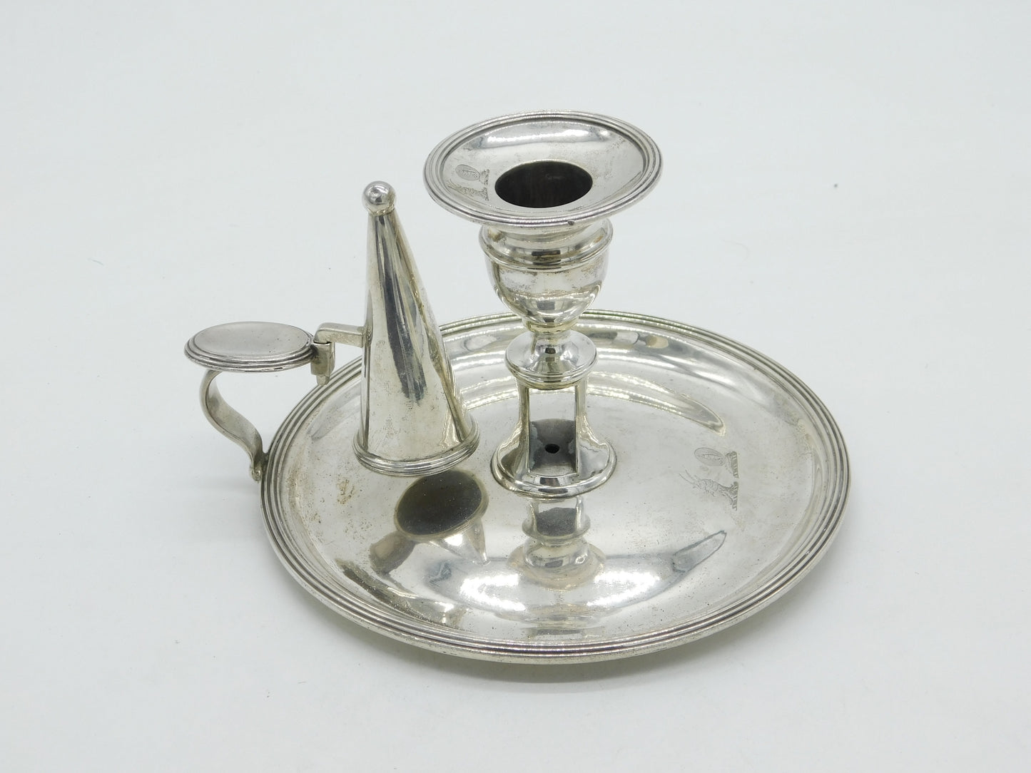 George III Sterling Silver Double Crested Chamberstick Antique 1820 London