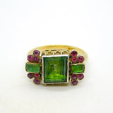 18th Century 18ct Gold, Green Paste, Ruby Mourning Ring Antique c1790 Georgian
