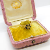 9ct Yellow Gold, Sapphire & Diamond Floral Cluster Ring Vintage 1978 London