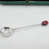 Boxed Sterling Silver Colourful Bakelite Teaspoon Set Antique 1935 Sheffield