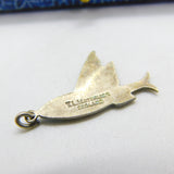 TLM Sterling Silver & Blue Enamel Flying Fish Charm Antique c1920 Art Deco