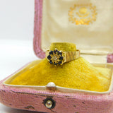 9ct Yellow Gold, Sapphire & Diamond Floral Cluster Ring Vintage 1978 London