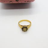 9ct Yellow Gold, Sapphire & Diamond Floral Cluster Ring Vintage 1978 London
