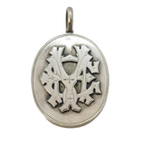 Victorian Large Sterling Silver Monogram Sweetheart Locket Antique c1880s