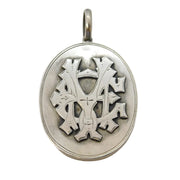 Victorian Large Sterling Silver Monogram Sweetheart Locket Antique c1880s