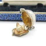 Sterling Silver Opening Fox Head in the Riding Hat Hunting Charm Vintage c1970