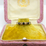 9ct Yellow Gold, Sapphire & Diamond Paste Half Eternity Ring Vintage c1970