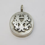 Victorian Large Sterling Silver Monogram Sweetheart Locket Antique c1880s