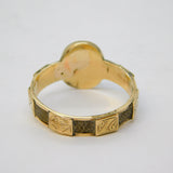 Victorian 9ct Gold, Woven Hair, Black Enamel & Pearl Mourning Ring Antique c1860