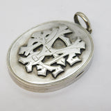 Victorian Large Sterling Silver Monogram Sweetheart Locket Antique c1880s