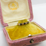 9ct Yellow Gold, Sapphire & Diamond Paste Half Eternity Ring Vintage c1970