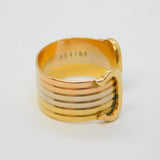 Cartier 18ct Tri-Colour Gold Double-C Band Ring Vintage c1990s