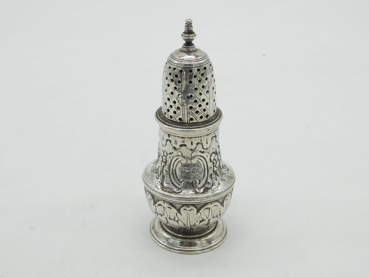 George II Sterling Silver Floral Muffineer Caster Antique 1759 London Georgian