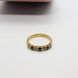 9ct Yellow Gold, Sapphire & Diamond Paste Half Eternity Ring Vintage c1970