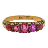 Victorian 18ct Gold Graduated Five-Stone Ruby Dress Ring Antique c1880