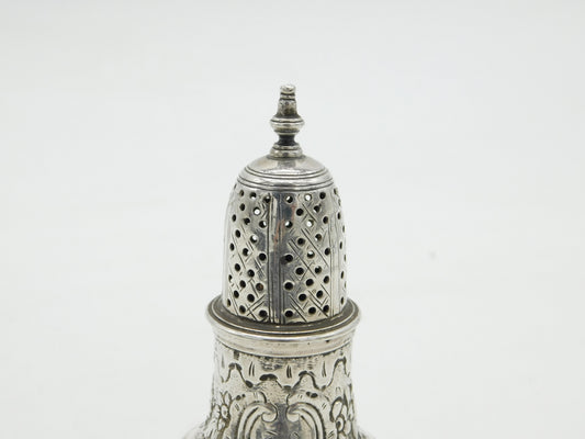 George II Sterling Silver Floral Muffineer Caster Antique 1759 London Georgian