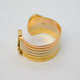 Cartier 18ct Tri-Colour Gold Double-C Band Ring Vintage c1990s